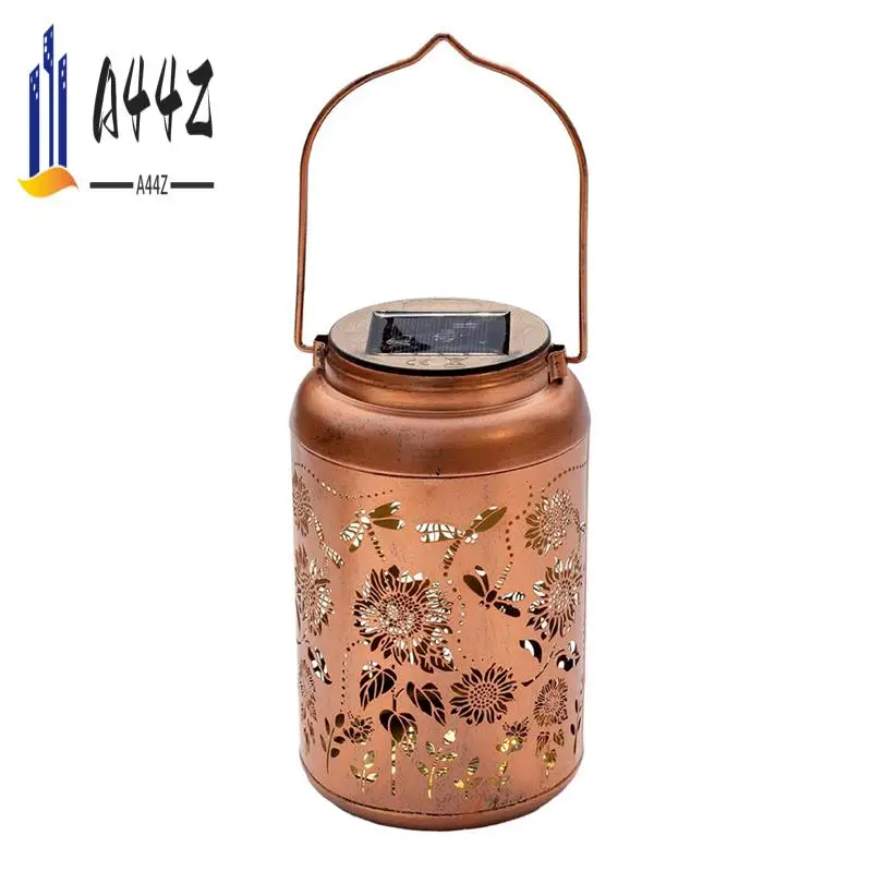 

A44Z-Фонарики на солнечных батареях, светильники в виде стрекозы, уличный декор, подвесной фонарь, водонепроницаемый металлический светодиодный светильник в виде подсолнечника, декоративный сад