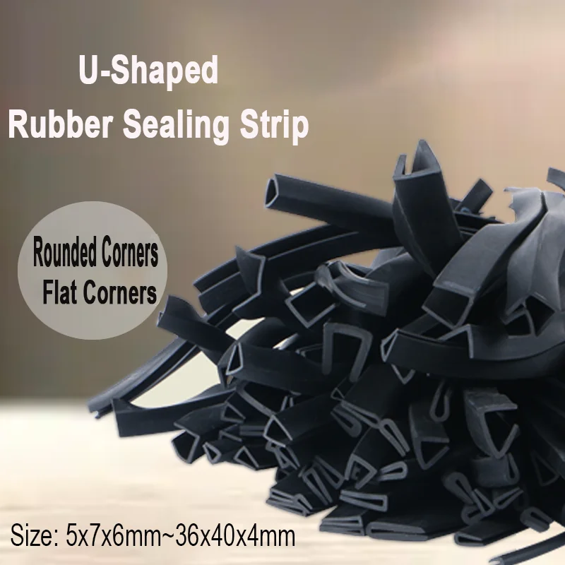 1M Black Rubber Edge Strip U Section Anti Oil Seal Edge Shield Encloser Inner Size 5x7x6mm ~ 36x40x4mm