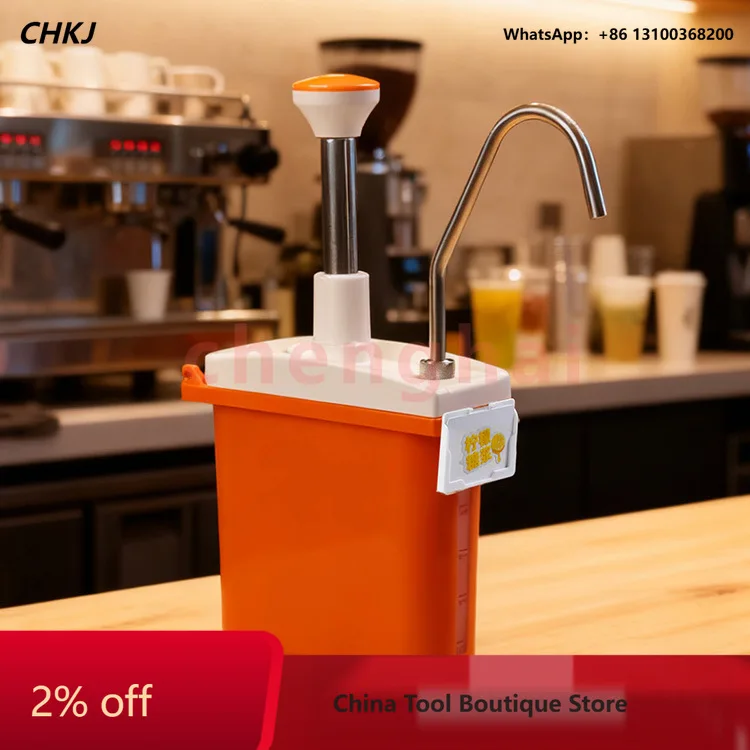 Commercial 2.5L Large‑capacity Dispensing Pump, Fructose & Juice Dispenser Bottle for Bubble Tea Shops, Food‑grade Squeeze