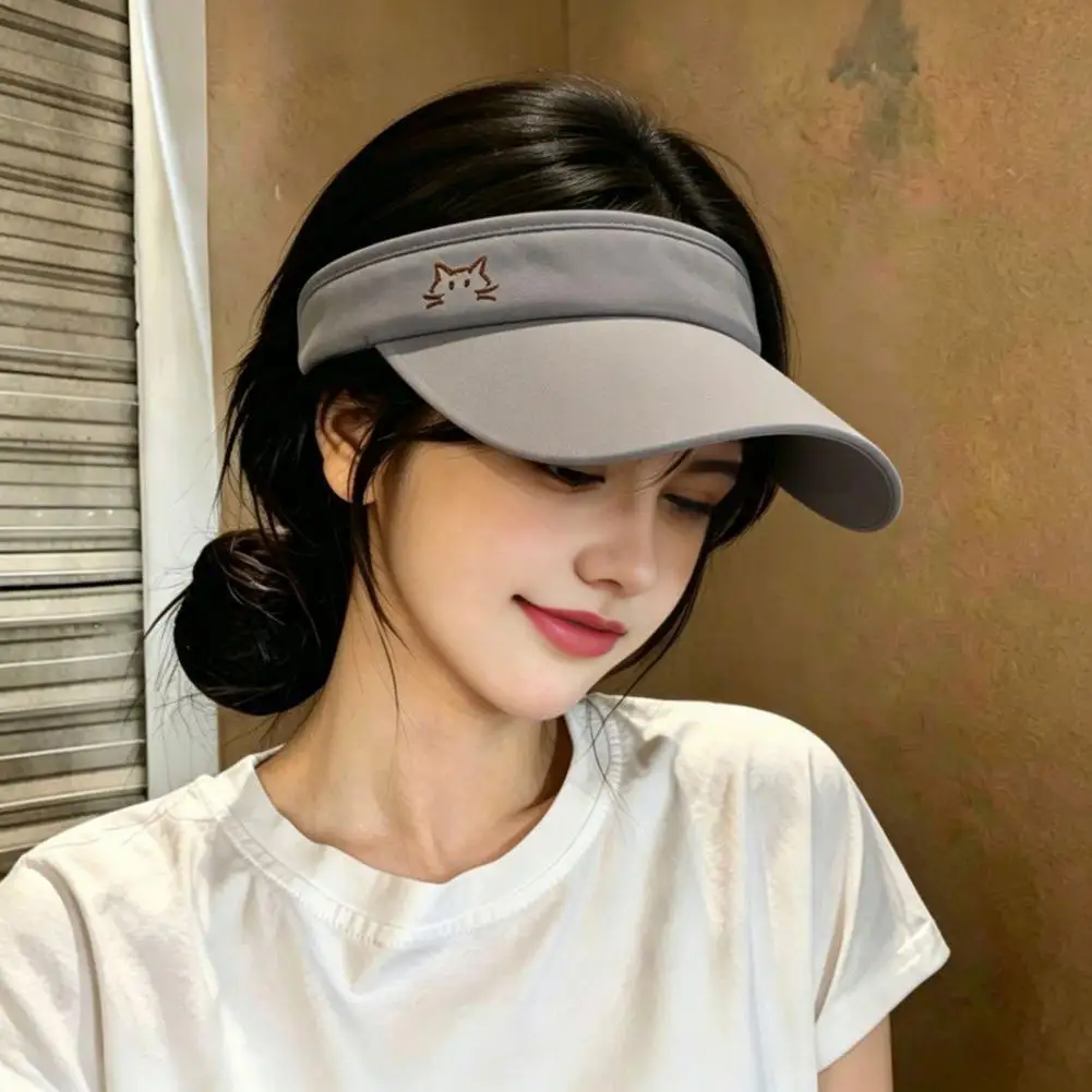 Lightweight Ice Silk Hat Women Sun Visor Hat with Open Top Breathable Wide Brim Cap Uv Protection Headwear for Outdoor Sports