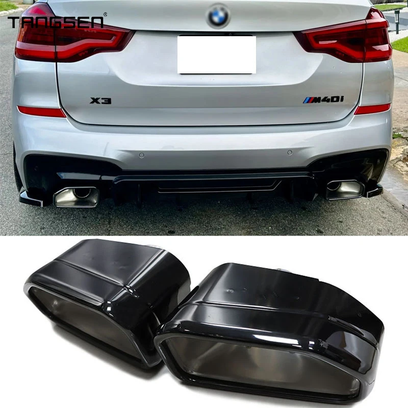 For BMW X3 G01 X4 G02 30i 2022 Car Exhaust Tip Square Exhaust Pipe Black Muffler Tips Welding Exhaust System Nozzle X series