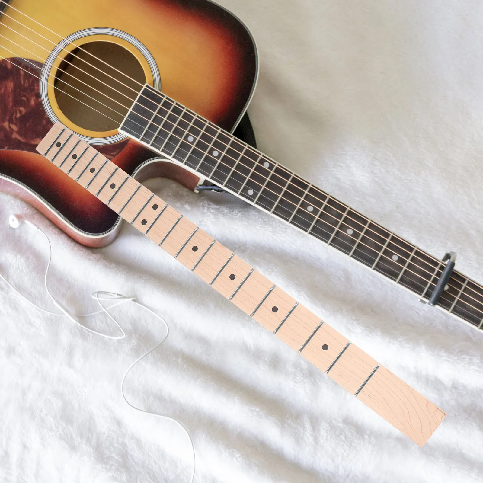 

Maple Wood Electric Neck Replacement Sturdy Guitar Fingerboard Replacement Folk Guitar Neck Repair Parts for Acoustic Electric