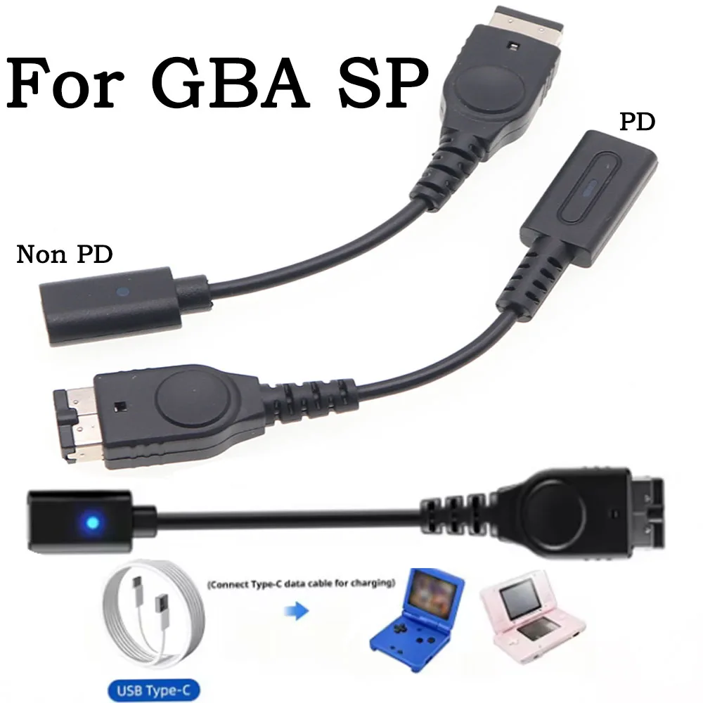 1/2/5pcs USB Type C Charging Cable for GBA SP Game Charging Adapter with LED Indicator Light Console Power Wire Convert Cord