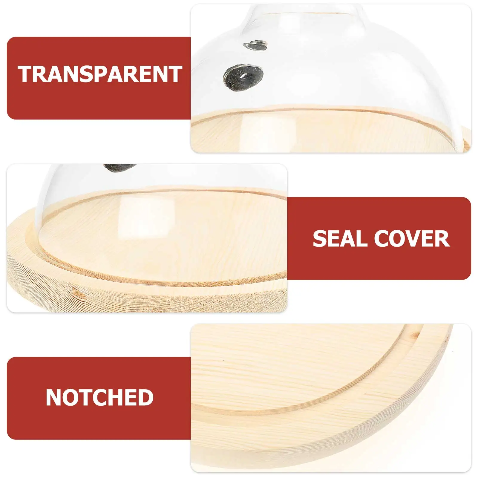 

1 set Smoking Food Cover Glass Dessert Lid Wood Handle Stain Resistant for Home Hotel Restaurant Bakery Tools Cloche
