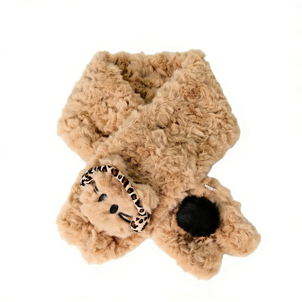 

Милый однотонный шарф с крестом, теплый мягкий шейный платок, утепленная зимняя шаль с рисунком собаки