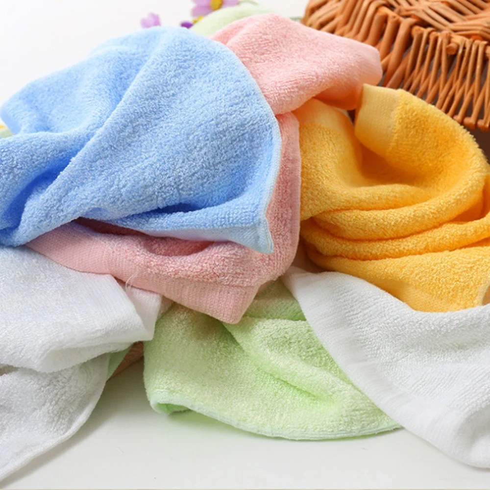 2pcs/lot Bamboo fiber towel 25x25 absorbent square saliva towel, soft and antibacterial cleaning tool