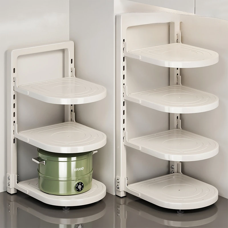 Multi Tier Pot Rack Kitchen Cabinet Organizer Adjustable Cookware Storage Shelf for Countertop Under Sink Space Saving