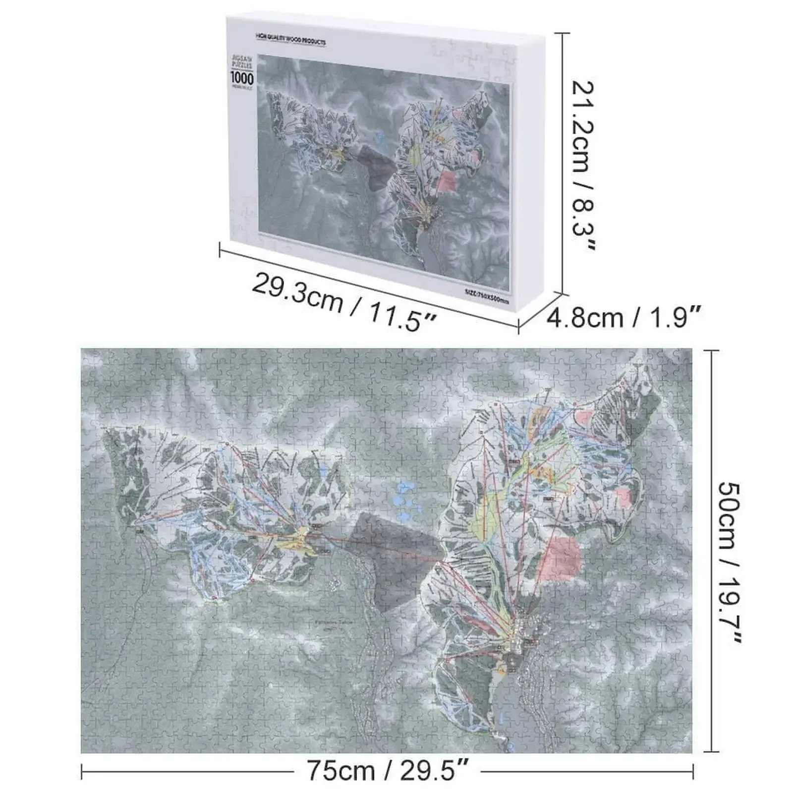 Palisades Tahoe Resort Trail Map Jigsaw Puzzle Regalo personalizzato Puzzle personalizzato per bambini