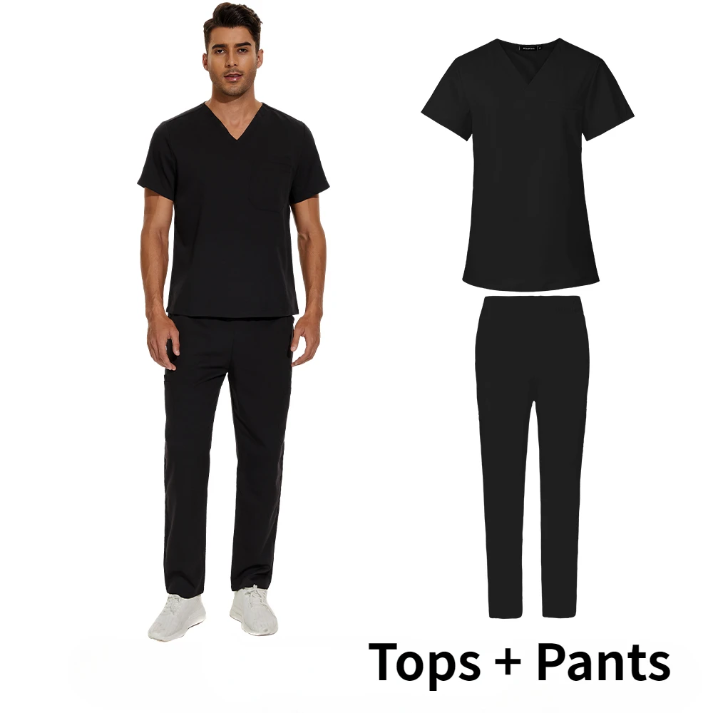 Men's Scrubs Medical Uniform Lab Set Male Wholesale Clinic Hospital Doctor Overalls V-neck Fashion Scrub Pharmacy Nurse Clothes