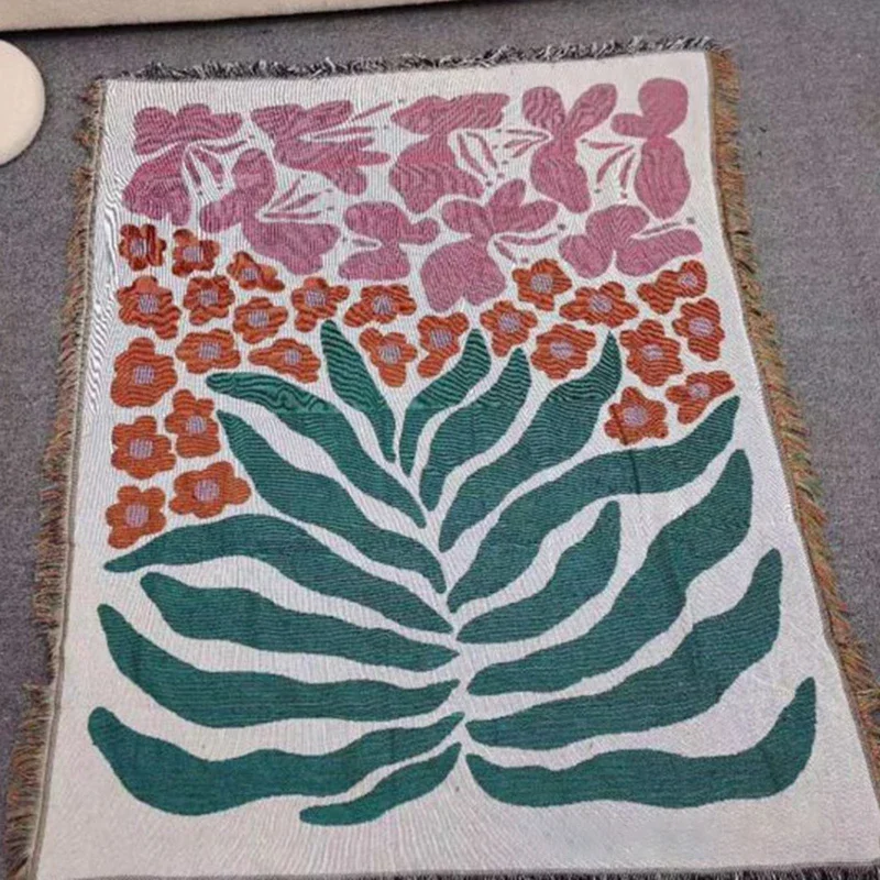Kawaii Camp Bedcover Bedspread Daisy Floral Nordic Tapestry Sofa Cover Floor Mat Bohemian Throw Blanket for Bed Fundas De Sofa