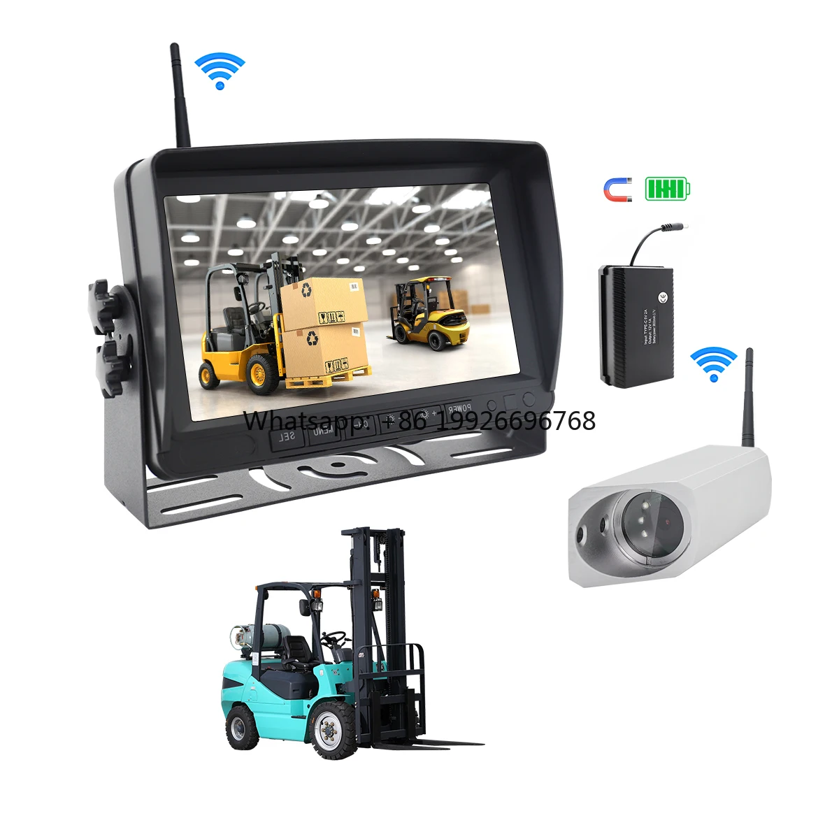 

7 Inch 1024X600 Screen Rear View System 2.4G Digital Wireless Camera and 24V Car Monitor for Bus Truck Warehouse Forklift