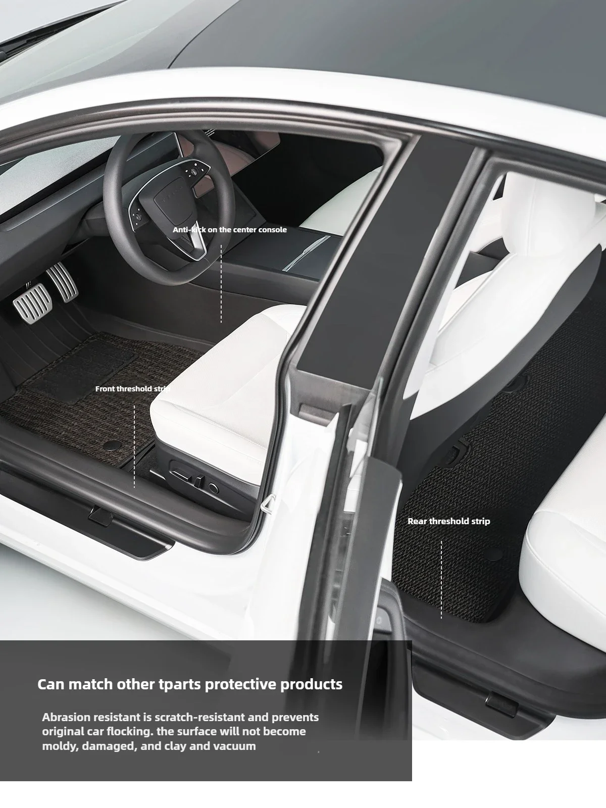 TPARTS es adecuado para la versión Tesla ModelY/3 Huanxin, tira de protección de umbral trasero, accesorios de asiento y almohadilla antipaso.