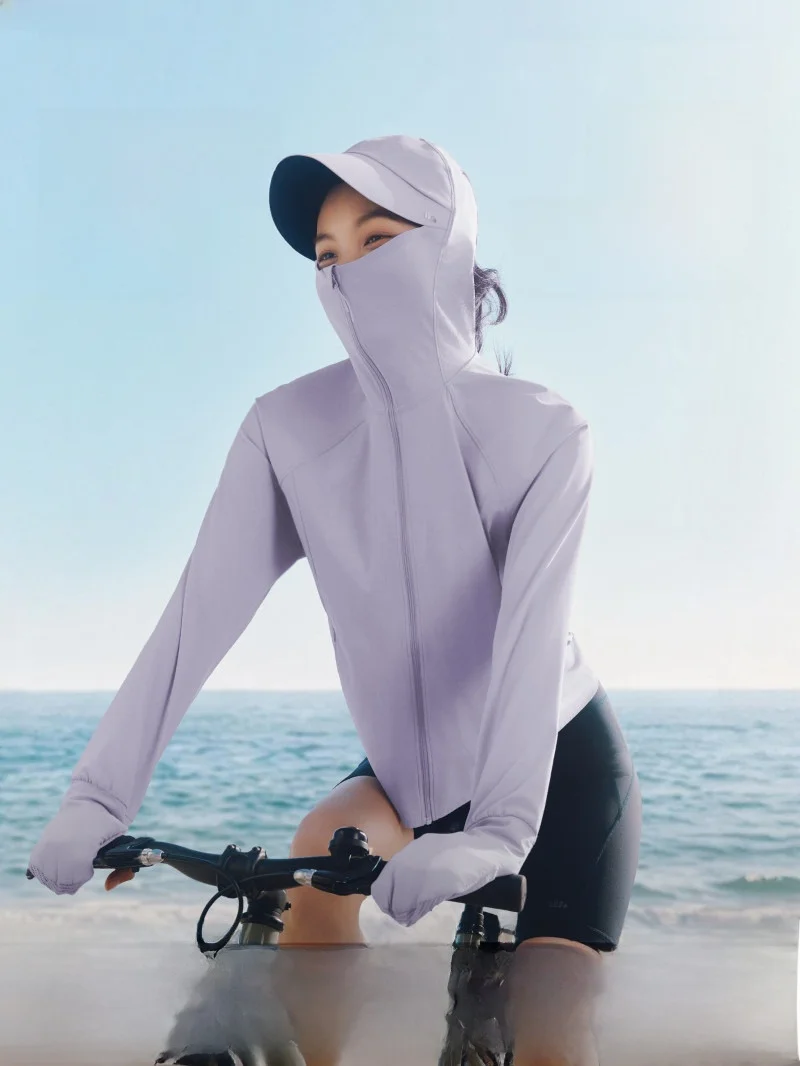 

Женская уличная солнцезащитная куртка из ледяного шелка с полной защитой от УФ-лучей, регулируемая, эластичная, с охлаждающим эффектом, с принтом банановых листьев