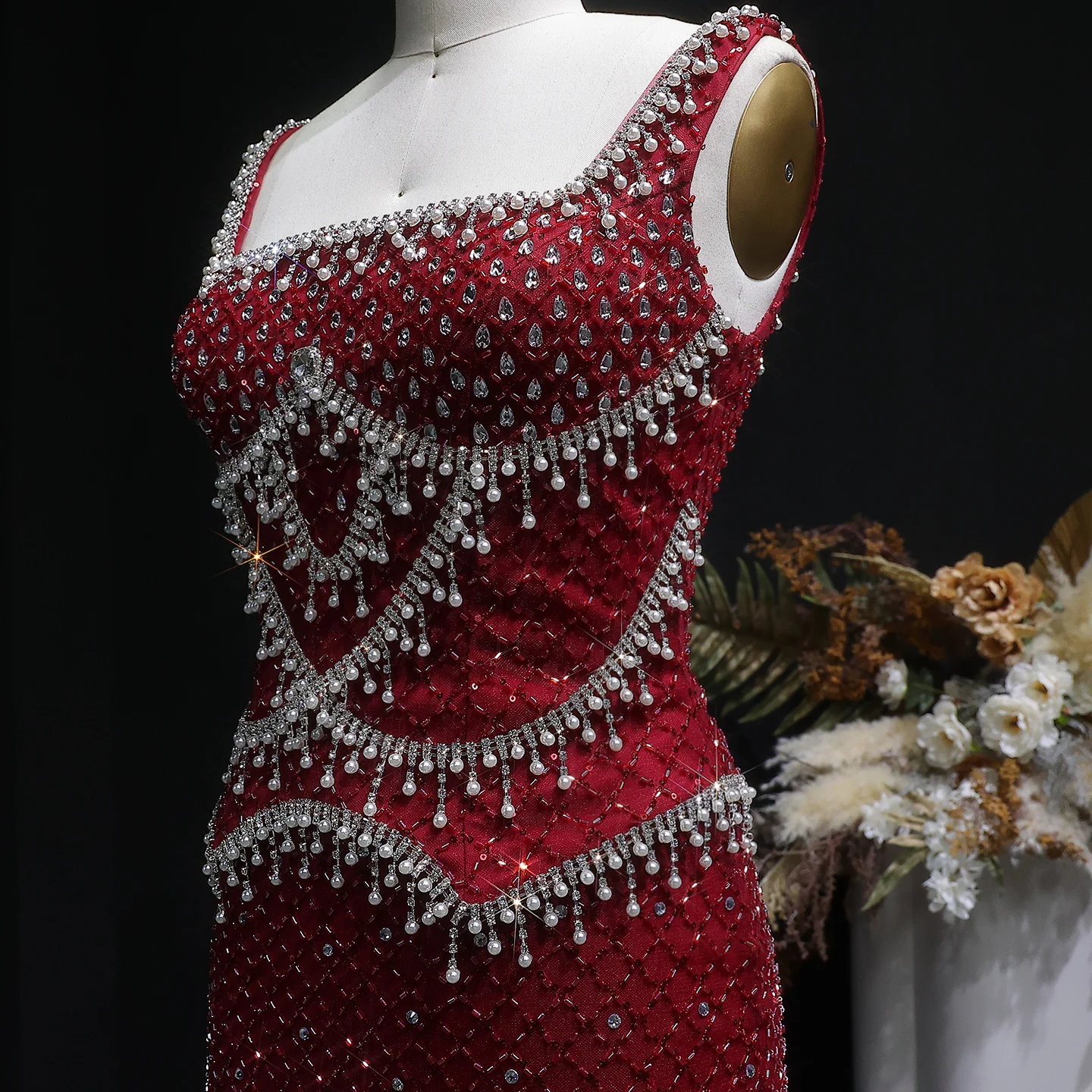 Sharon Said Luxuriöses Graues Meerjungfrauen-Abendkleid mit Zwei Teilen Perlen Kristall für Damen Hochzeit Party Ballkleid SS631 Maßanfertigung – Detail 29