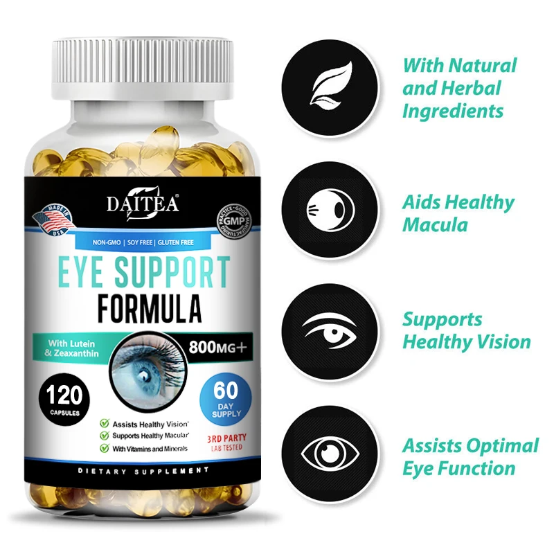 Lutein and Zeaxanthin Capsules, Eye Health Supplement and Vitamins and Minerals, Support Vision Health, Macula Health, 800 Mg