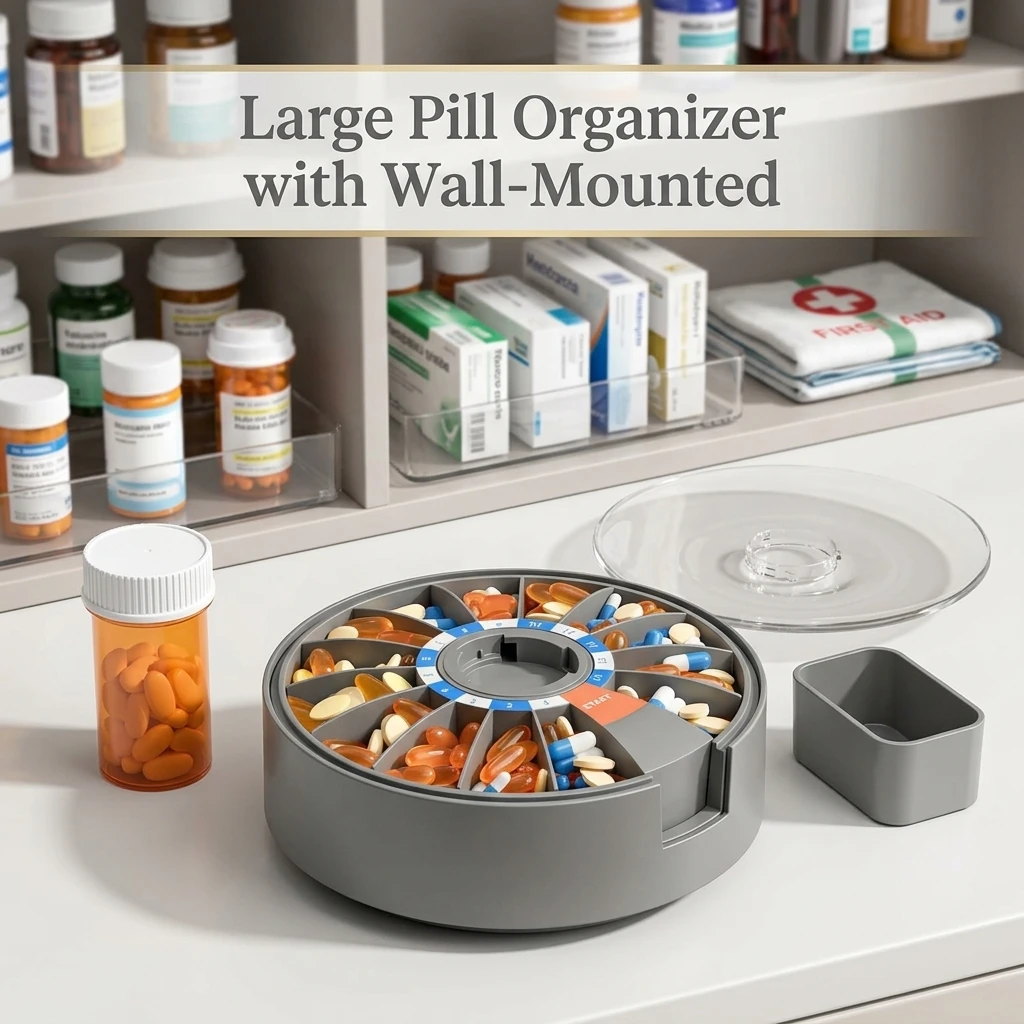 BPA Free Material Large Weekly Pill Organizer 7/14 Day AM PM Dispenser Wall Mountable Freestanding with Spacious Compartments