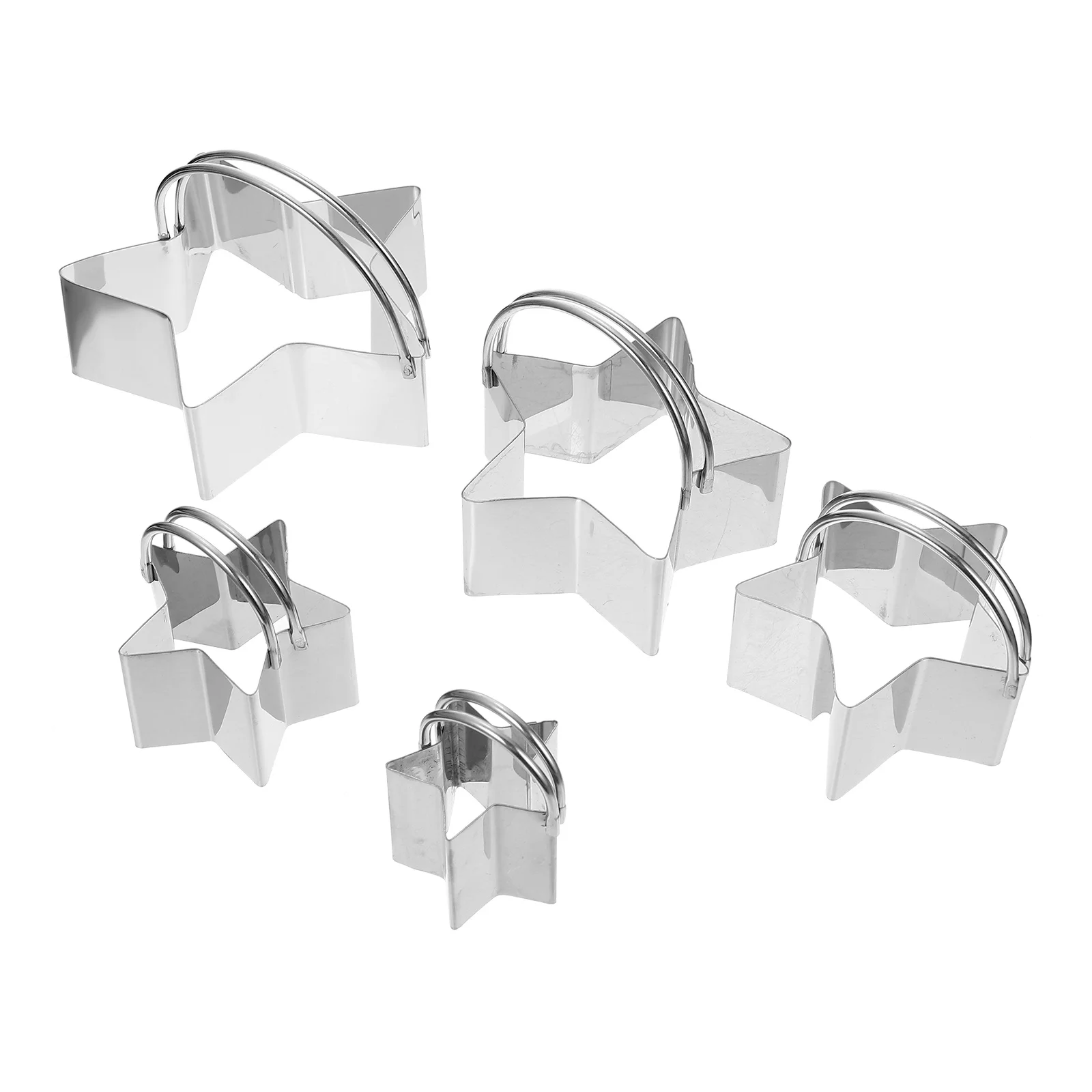 

5pcs Star Shape Baking Cutters Stainless Steel Biscuit Mold For Cookie Dough Fondant Candy Bread Cheese Baking Supplies Kitchen