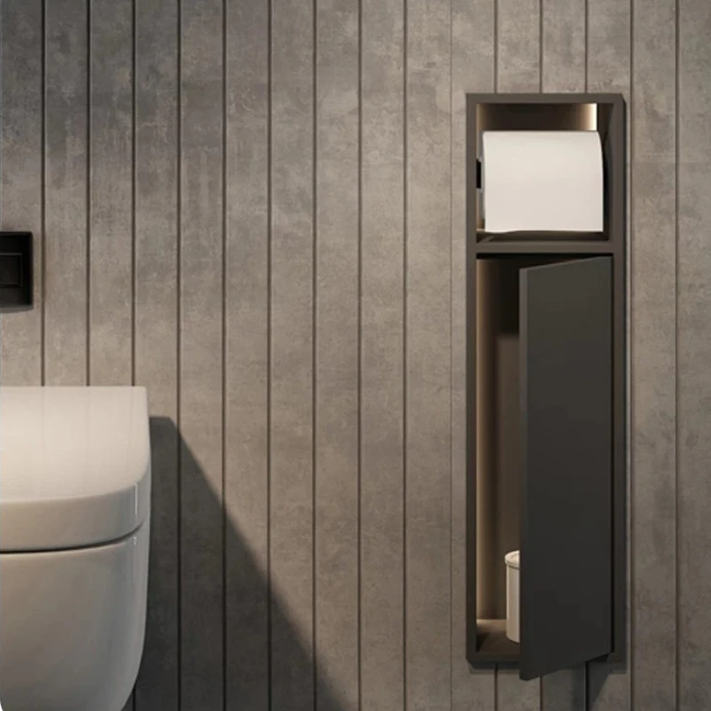 Recessed Stainless Steel Bathroom Niche, Wall Mounted Rustproof Toilet Paper Shelf, Hotel & Home Space-Saving Organizer