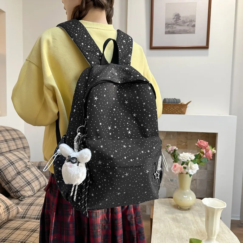 traveasy-brand-2026-new-high-appearance-star-print-schoolbag-nylon-casual-commute-large-capacity-primary-middle-school-students