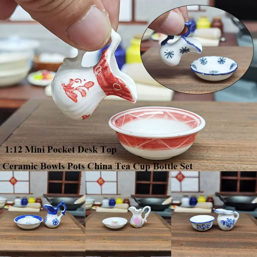 2pcs/set Mini Doll House Accessories Ceramic 10 Styles China Tea Cup Doll House Decoration