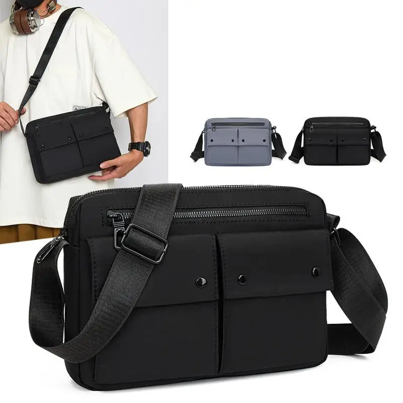 

Casual Crossbody Bag Men's Waterproof Shoulder Bag Simple Tooling Style Fashionable Square Small Satchel Trendy Messenger Bag