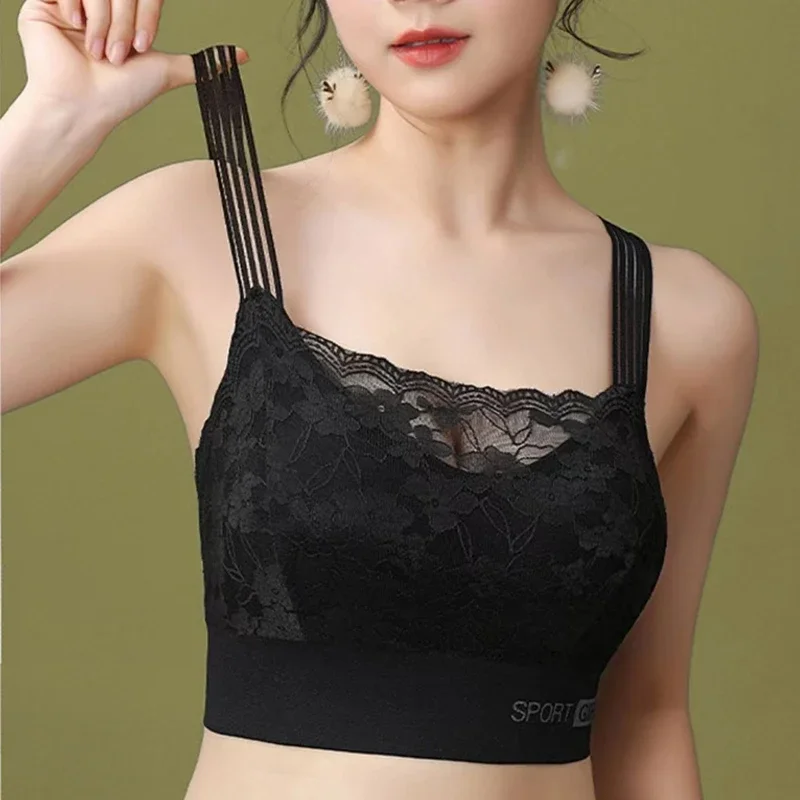 Sexy Lace Seamless Large Size Women\'s Bra Comfortable Breathable Sports Beauty Back Vest Sleep Gathered Wrapped Chest Tube Top