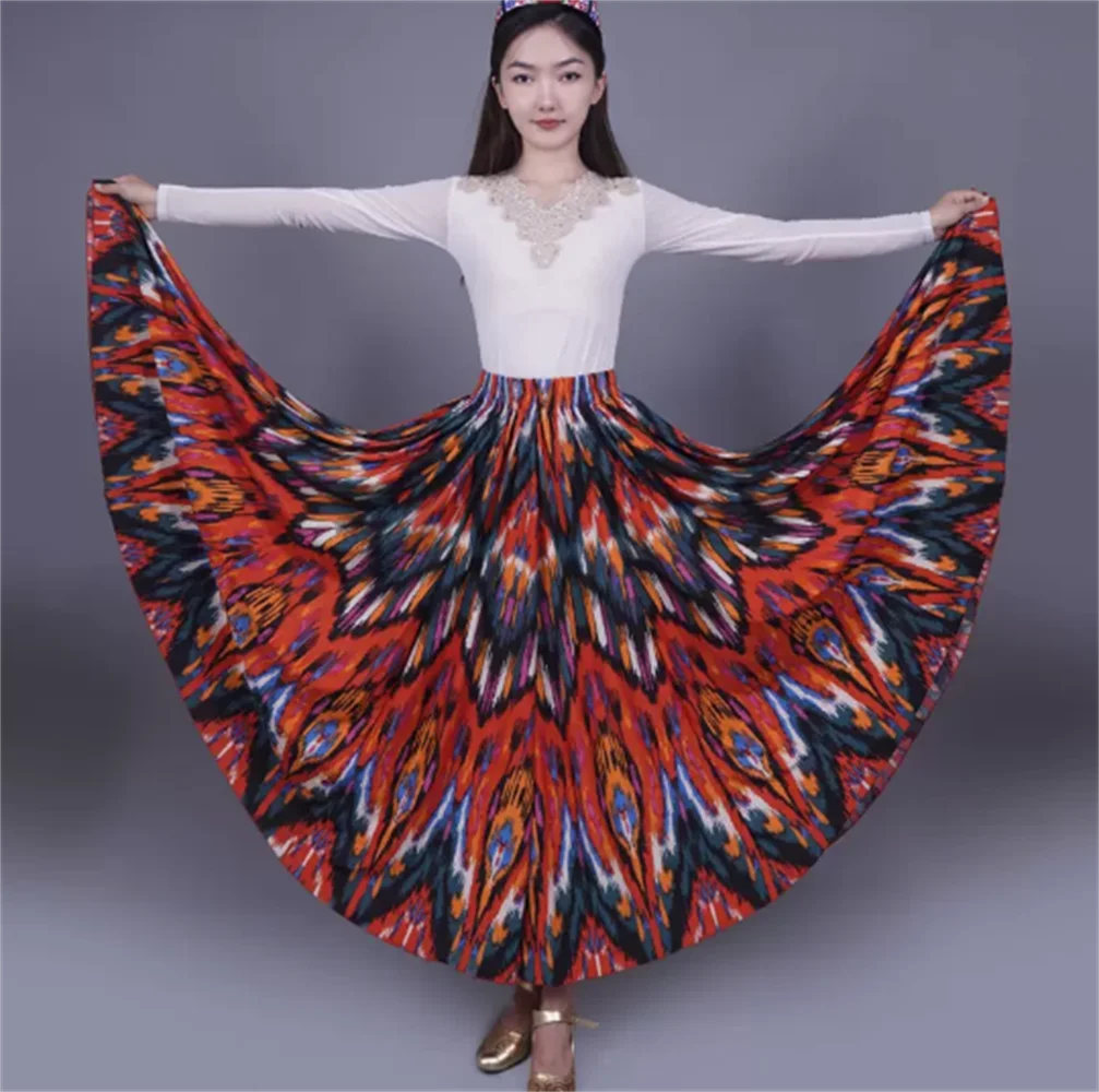 Xinjiang Adelais Dans Grote Swing Rok Uyghur Herfst En Winter Vrouwen Halve Rok Etnisch Kostuum Square Dance Kostuum