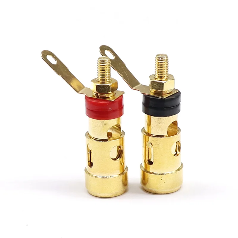 Bent Needle Banana Head L=34mm Copper Rod Gold-plated Press Type Small Terminal Speaker  Power Amplifier Self-locking Socket A4