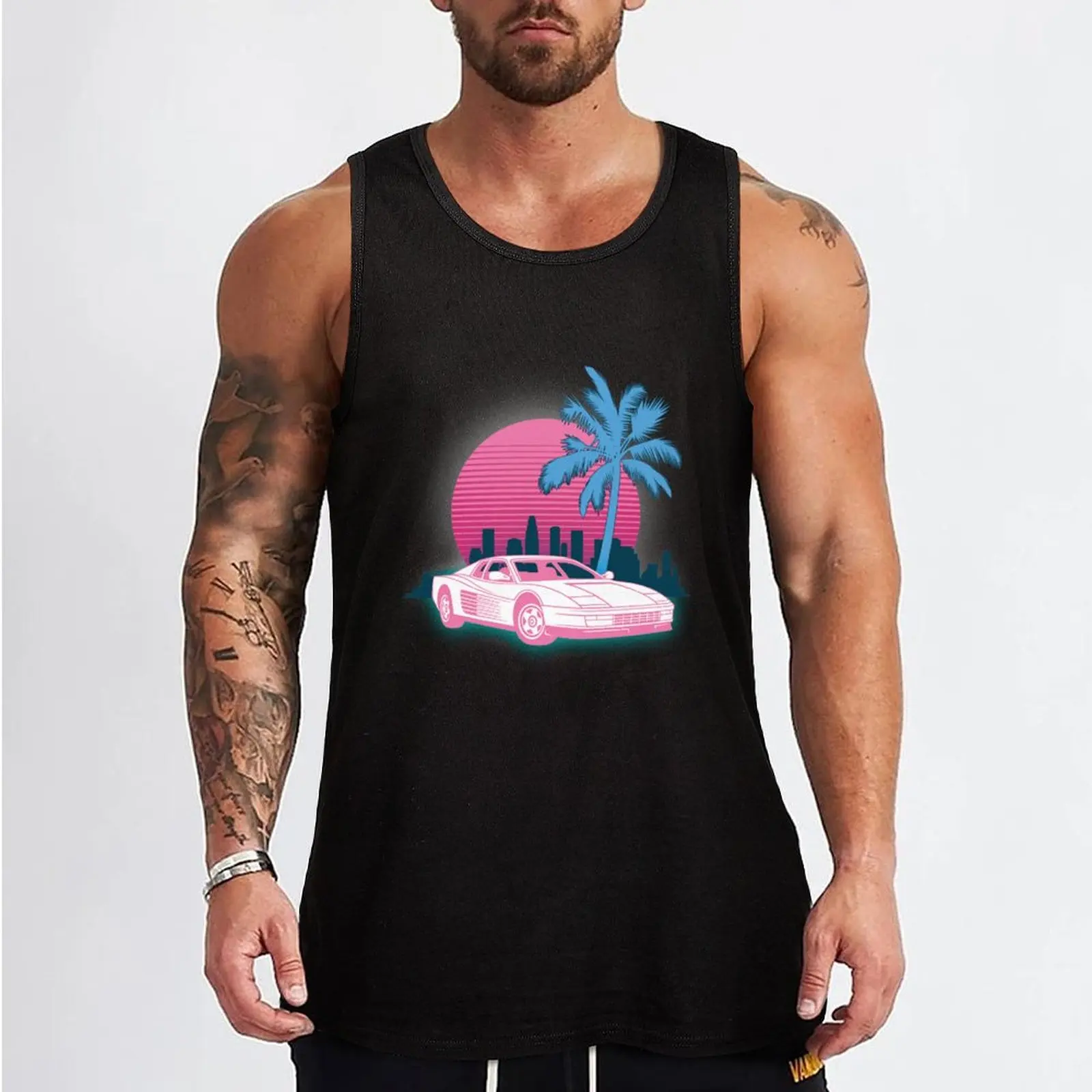 Miami Vice Testarossa Tank Top sleeveless jackets men gym clothing Men's sleeveless