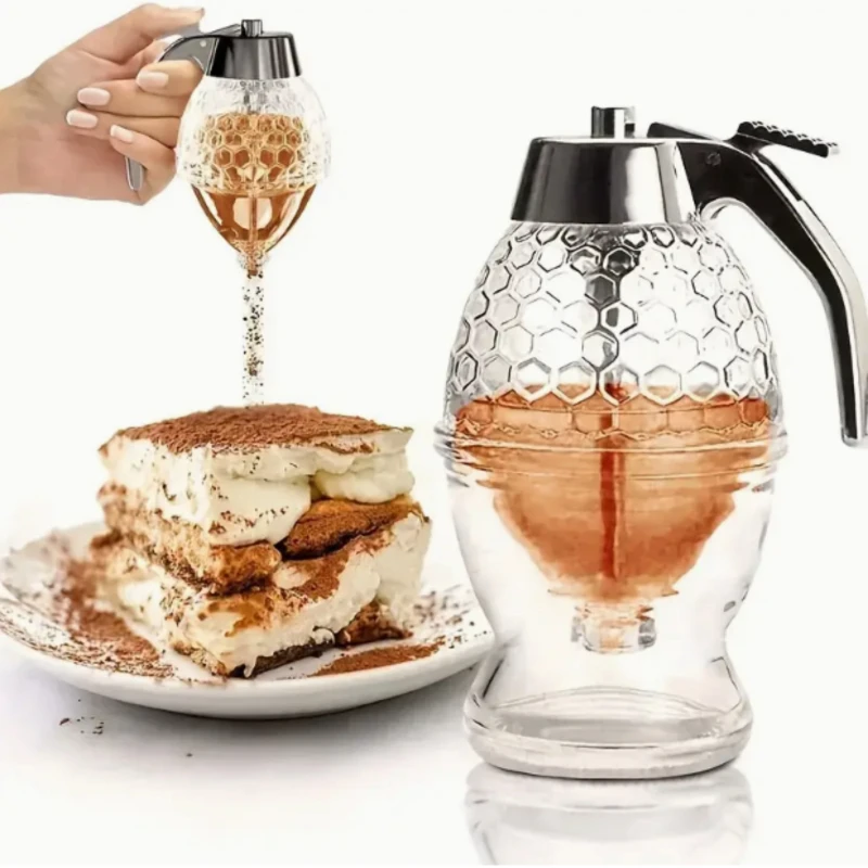 

Eco-Friendly Honey & Syrup Dispenser Bottle with Storage Rack - BPA-Free, Reusable Kitchen Container, Easy-Pour Spout, Durable D