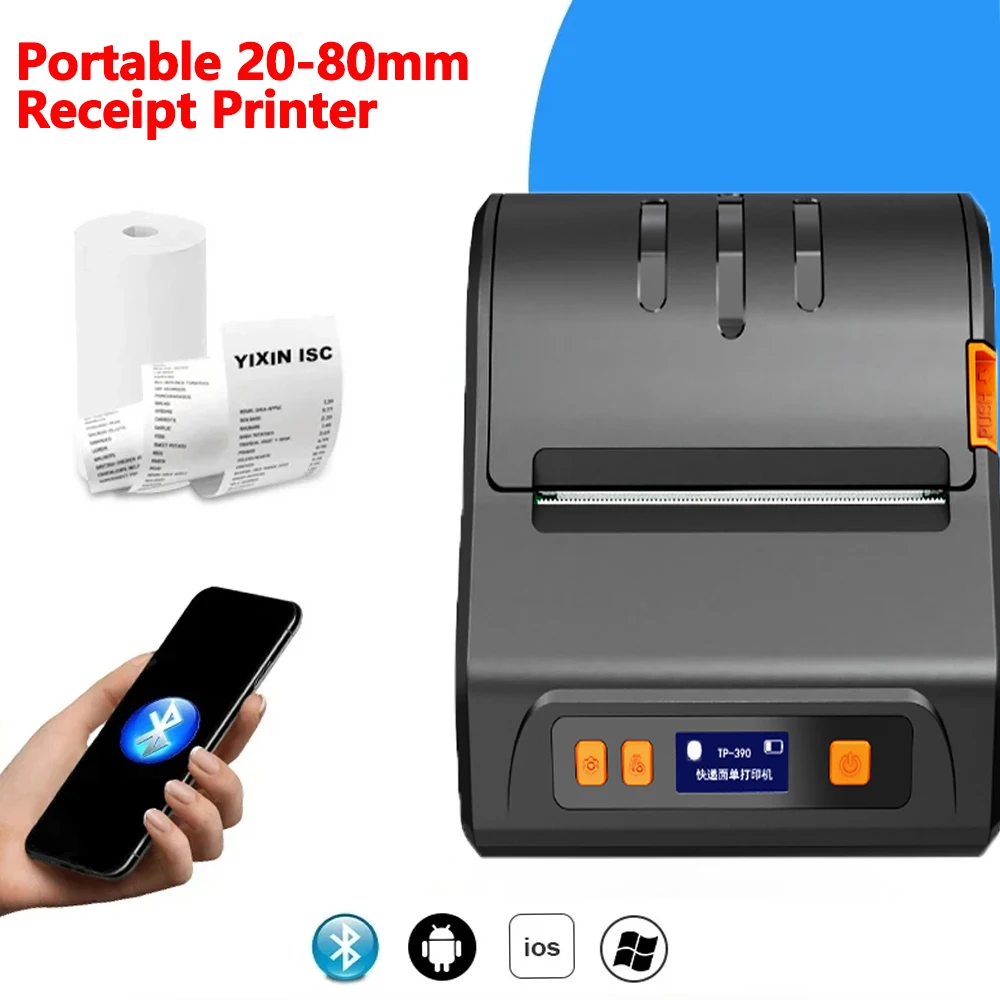 80mm Mini Portable Smart Thermal Printer Wireless Receipt Bluetooth Mobile Printer Android IOS System Printing Machine