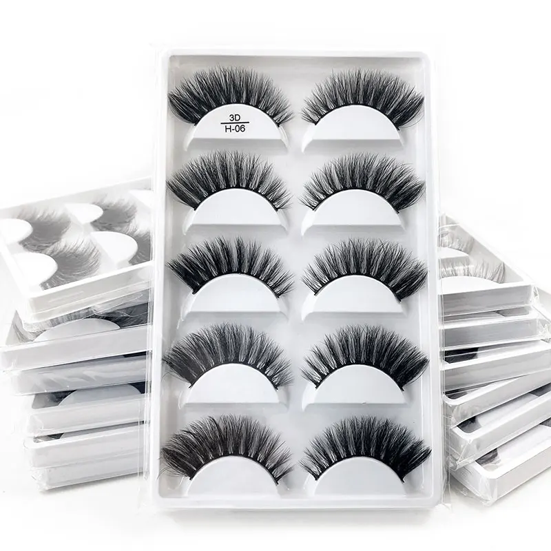 5 pares Multipack 3D pelo de visón suave pestañas postizas hechas a mano pestañas largas y esponjosas herramientas de maquillaje de ojos naturales imitación H13 E08 E01