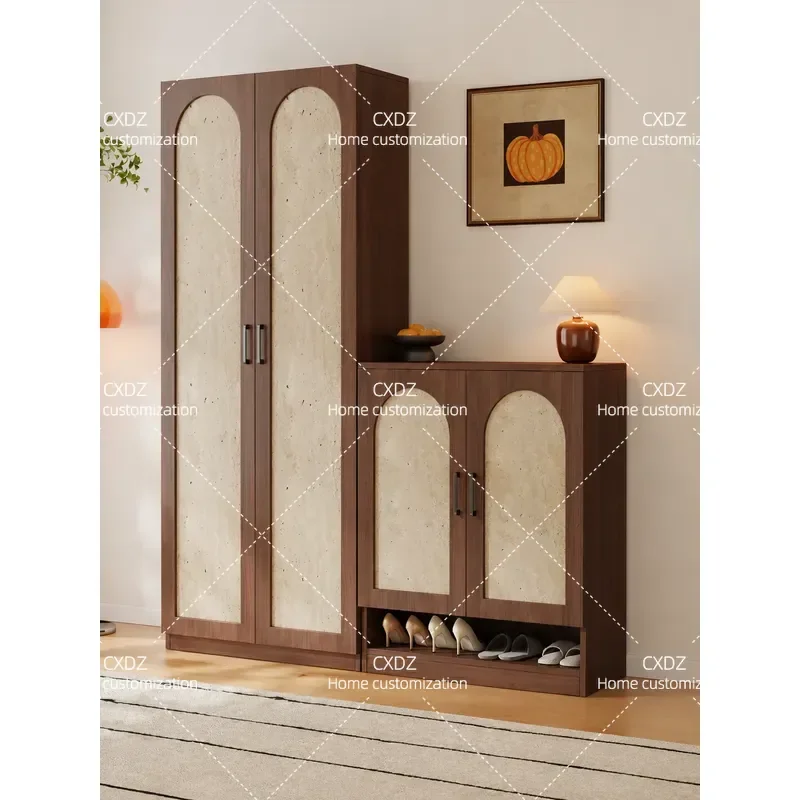 Medieval Style Wall Mounted Shoe Cabinet Multi Layer Vertical Shoe Rack For Corridor Entrance Hallway Household Storage