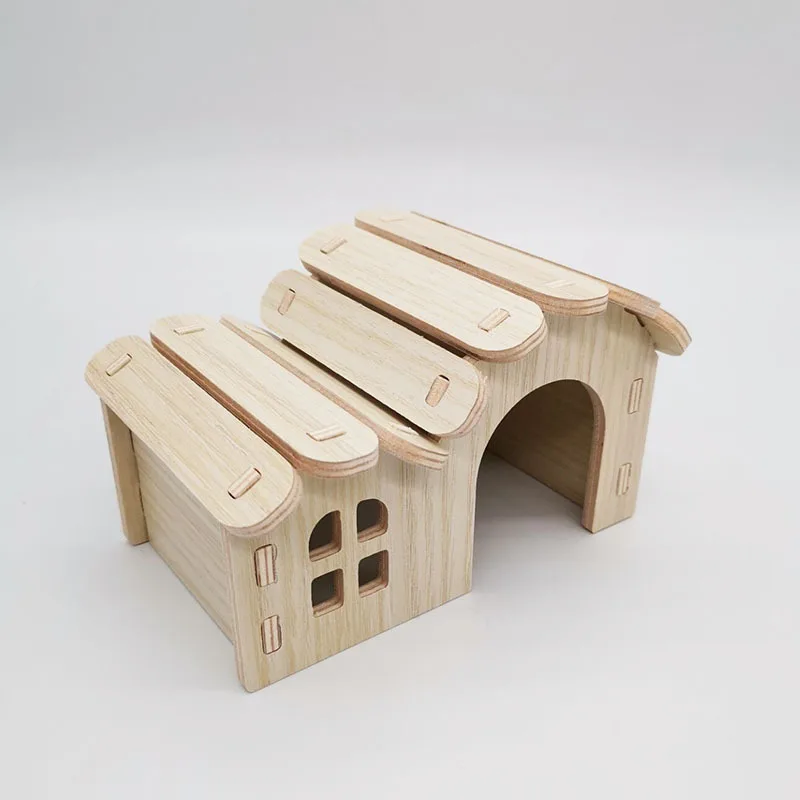 Hamster House DIY Hamster Wooden Gerbil Hideout House Canary Seesaw Pet Sport Wheel Exercise Toy Small Animal Toys