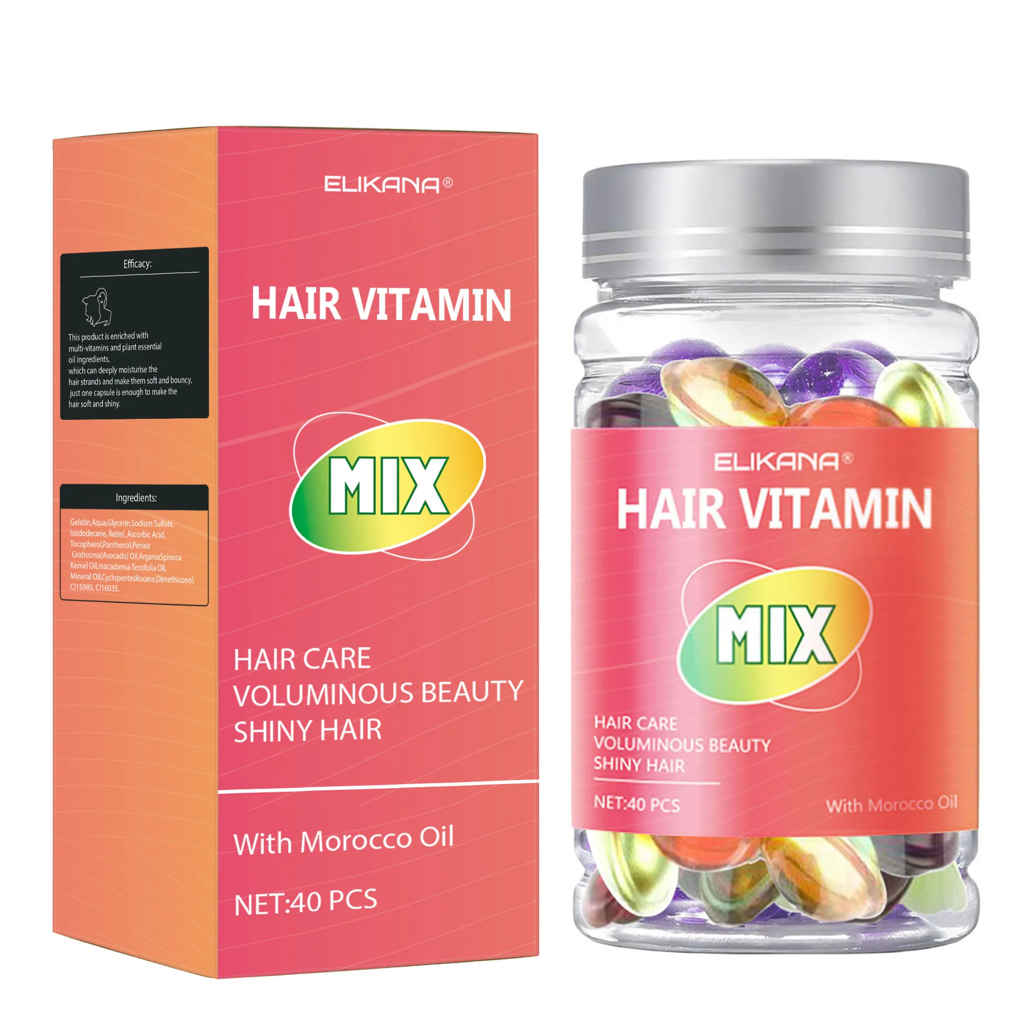 40 capsules of multi-vitamin hair care supplements, highly suitable for moisturizing, beautifying and shining hair.