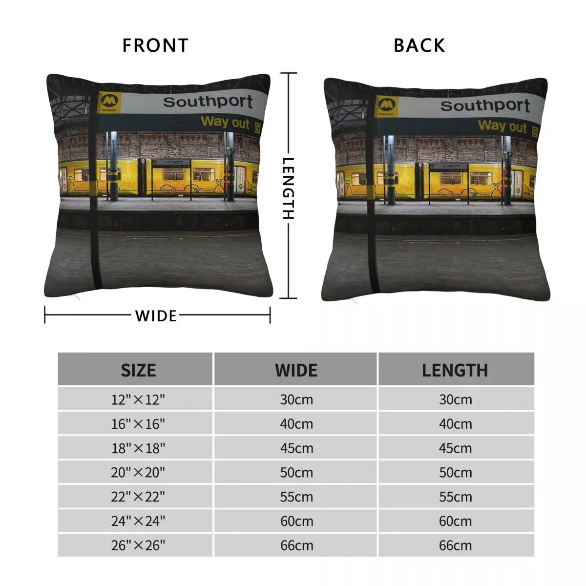 Station Southport Way Out Square Pillowcase Polyester Linen Velvet Pattern Zip Decor Throw Pillow Case Home Cushion Cover 18