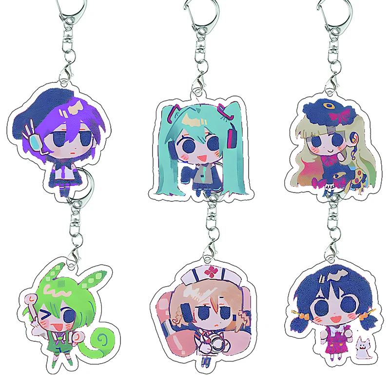 Porte-clés Hatsune Miku en acrylique, pendentif Chibi Kawaii pour fans d'anime, ornement de sac, accessoire de dessin animé, cadeau d'anniversaire