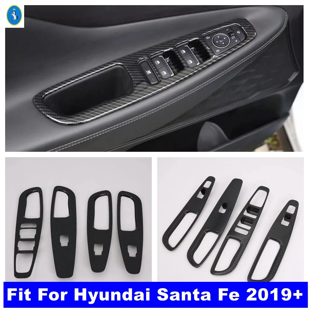 Abs porta interna braço janela interruptor de elevador botão capa guarnição para hyundai santa fe 2019 2020 2021 2022 2023 acessórios interiores