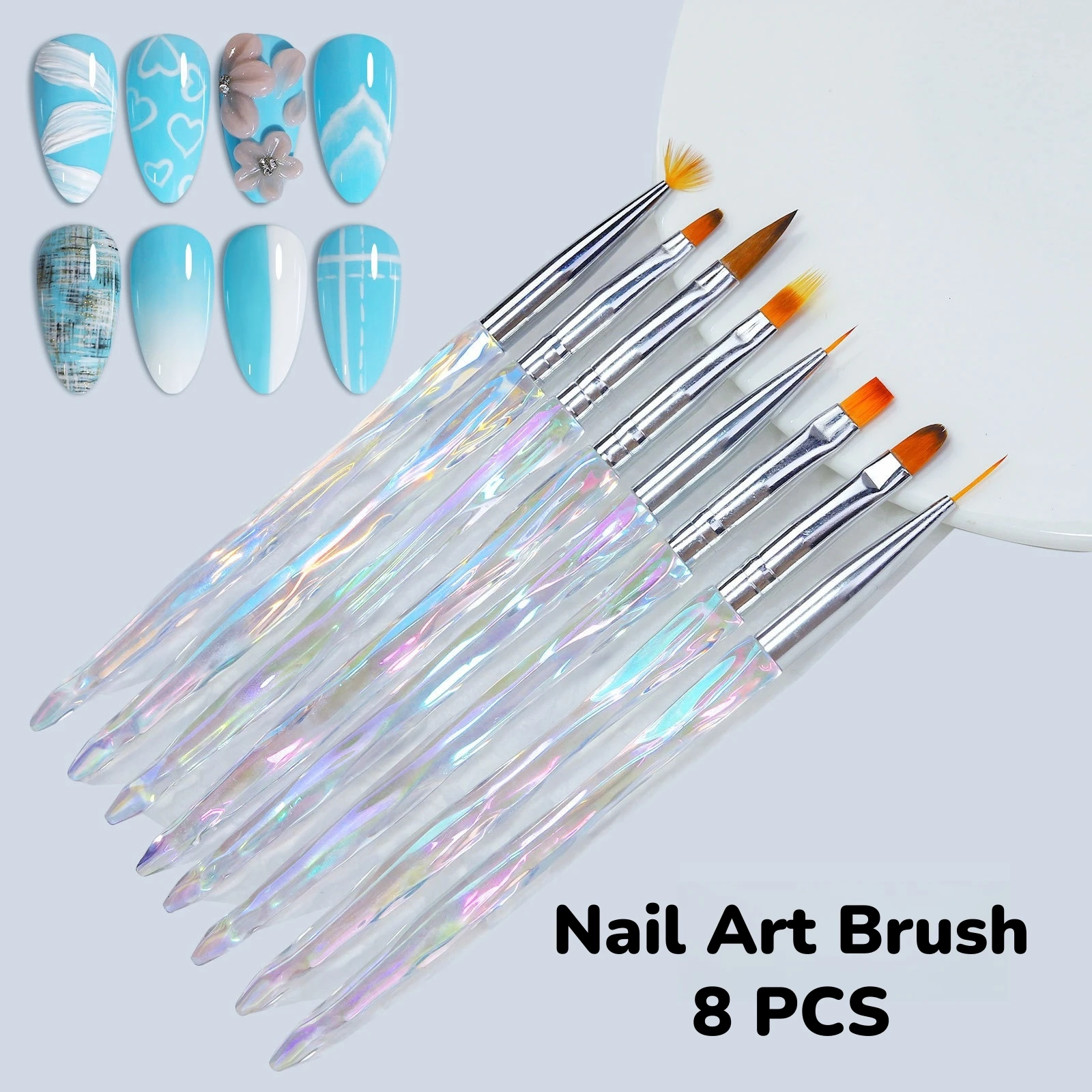 مجموعة فرش فنية احترافية للأظافر، فرشاة مبطنة من الأكريليك والجل، أداة طلاء لتنقيط الأظافر، ملقط لصالونات الأظافر المنزلية