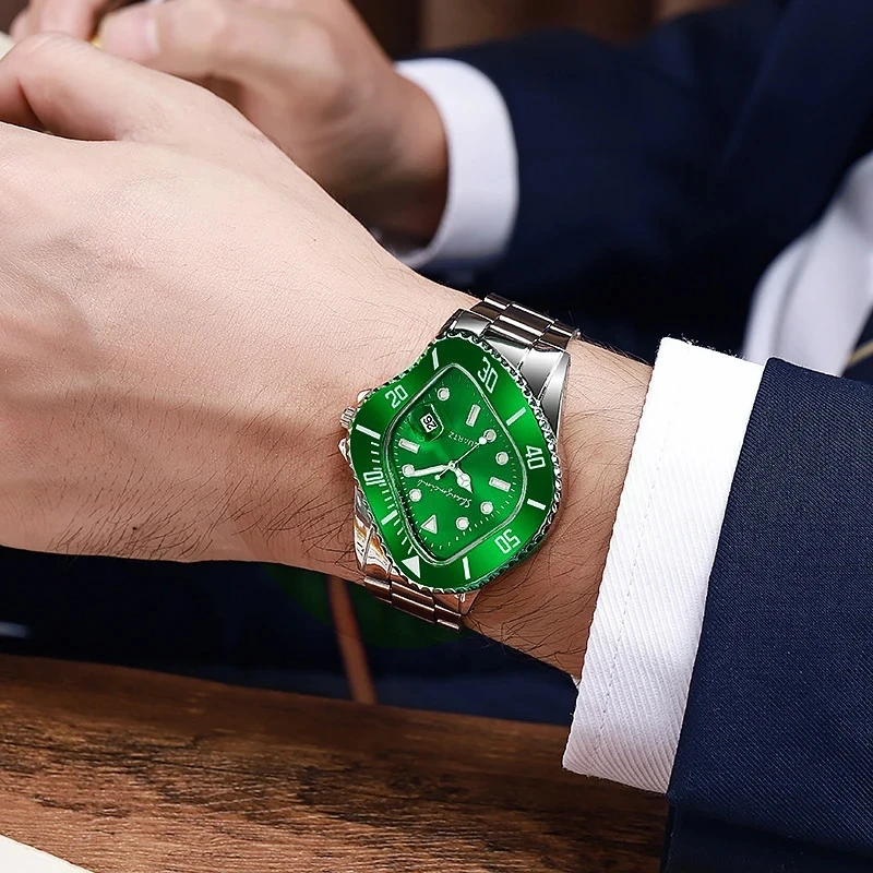 Fashion Watch Casual Clock Montre Homme Business Men Quartz Watch Calendar Green Water Wok Ghost Sport Mens Watches Reloj Hombre