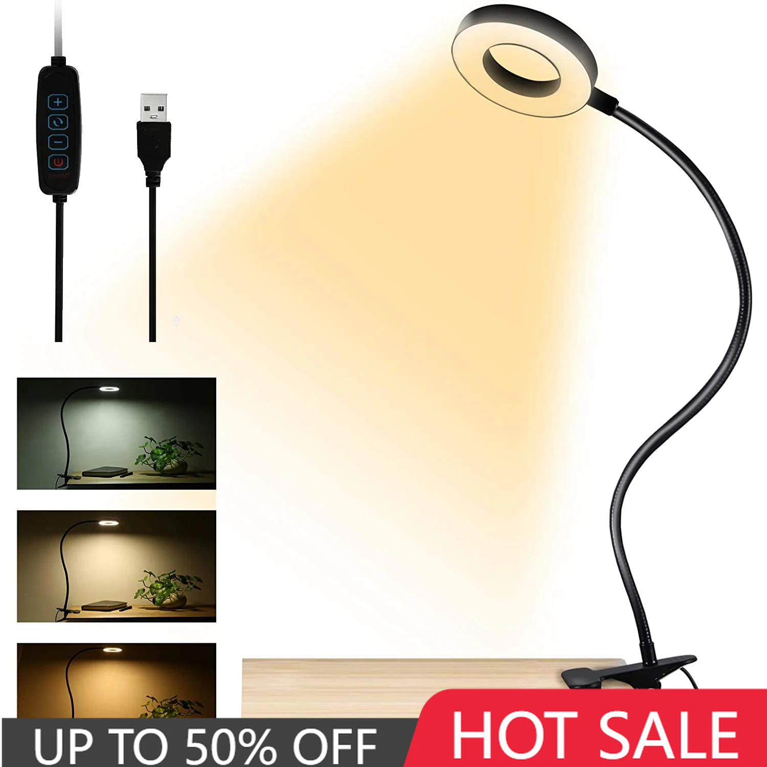 

Clip on Desk Lamp USB Table Lamp Eye Protection LED table Light Bendable Flexible Reading desk Lamp Nail Tattoo Reading Beauty