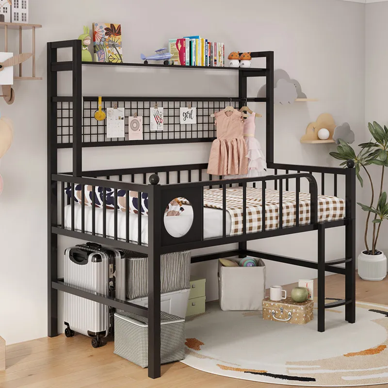 Wrought iron elevated bed Household children's Empty storage under the Space-saving overhead two-layer bed Small apartme