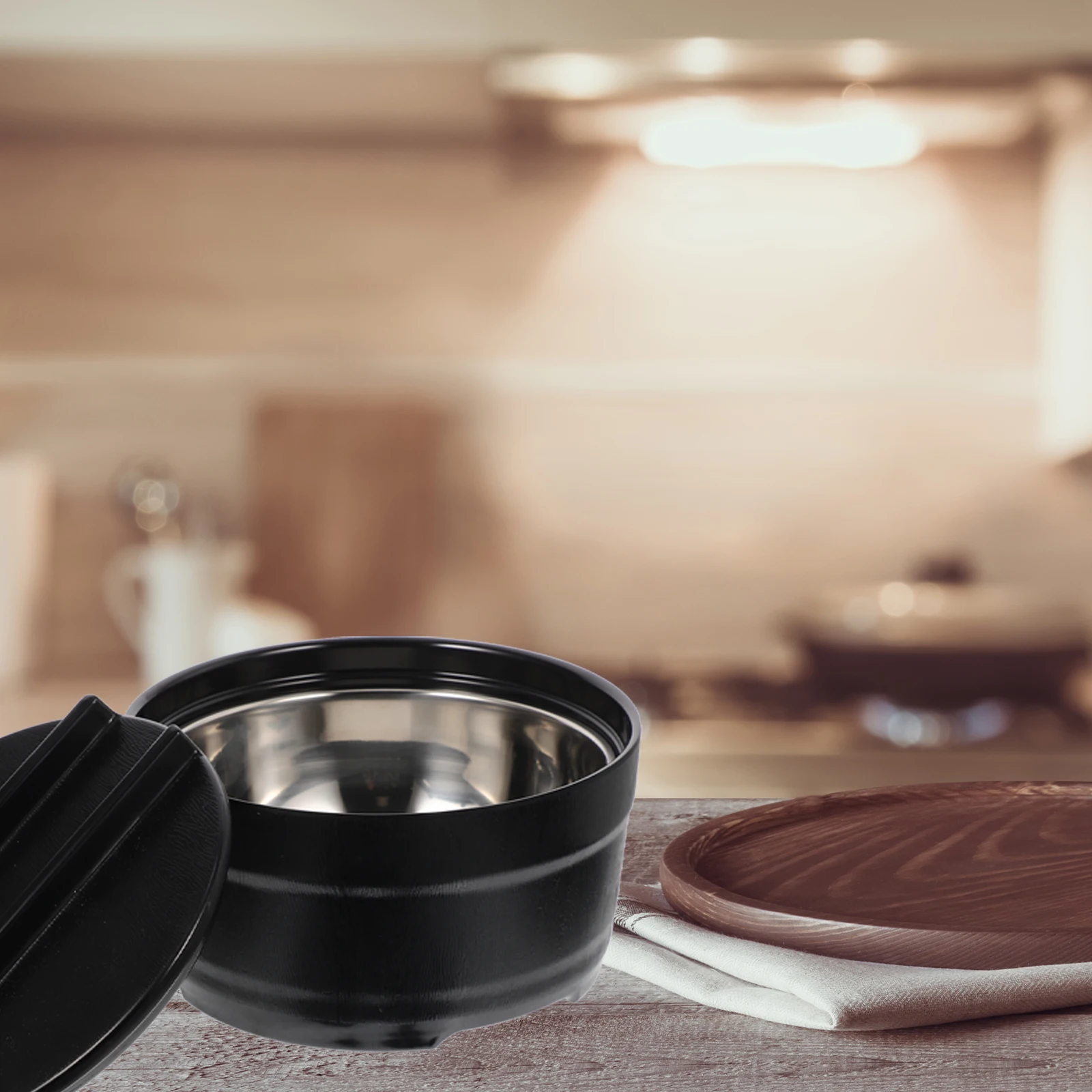 

1 Set Of Wooden Steamed Rice Bucket Handmade Stainless Steel Container With Lid For Kitchen Use Multi-Function Rice Storage