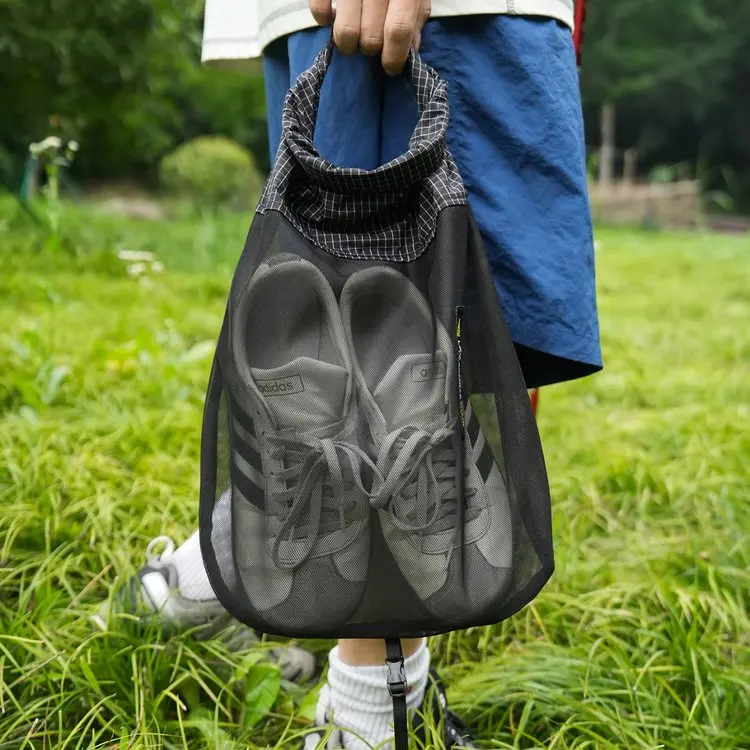 Outdoor Portable Shoe Storage Bag Breathable Anti-Odor Hiking Mountaineering Bag Extra Hanging Shoe Compartment Durable Nylon