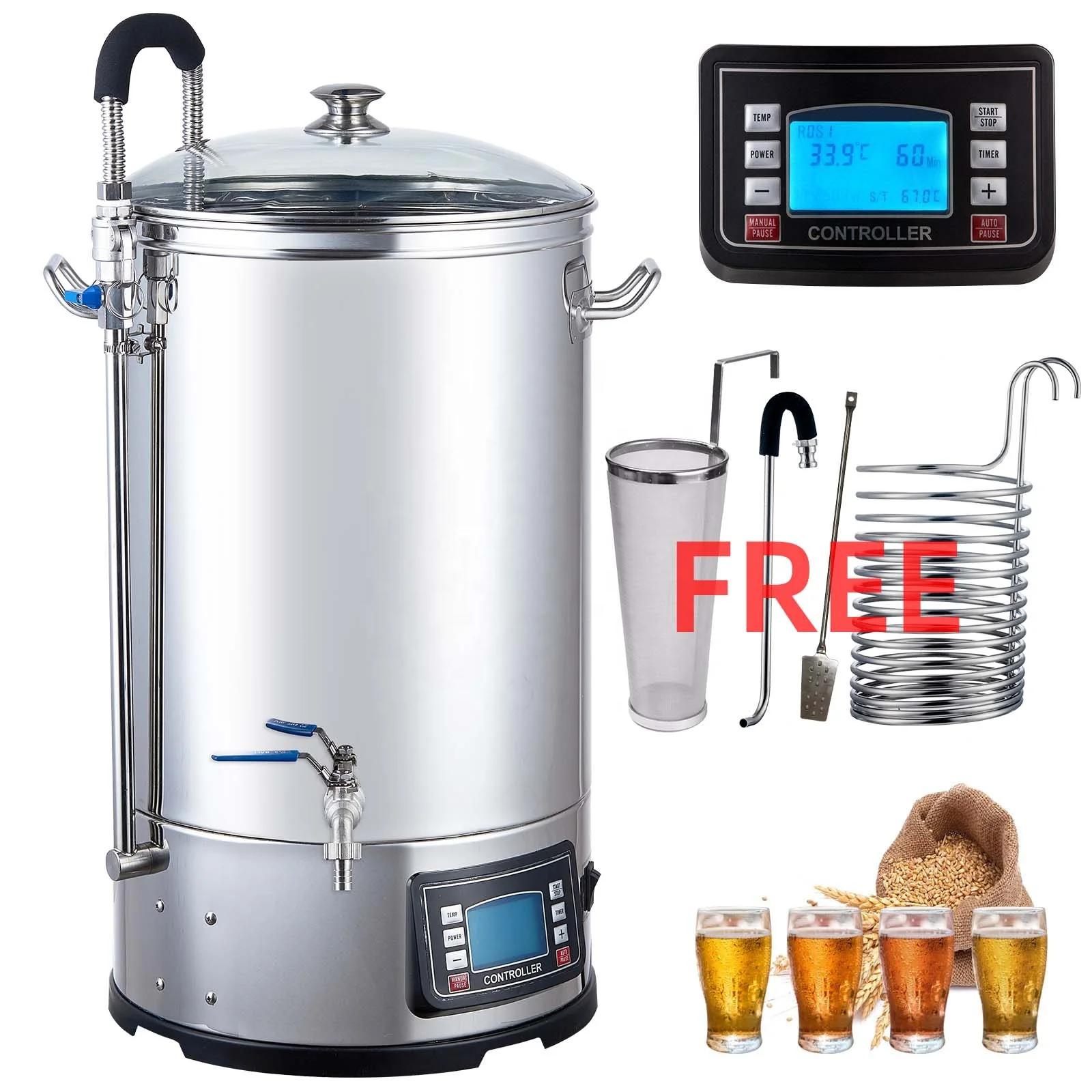 35 45 65 75L Homebrew Electric Brewing System All In One Microbrewery Home Beer Brewery Maker Equipment