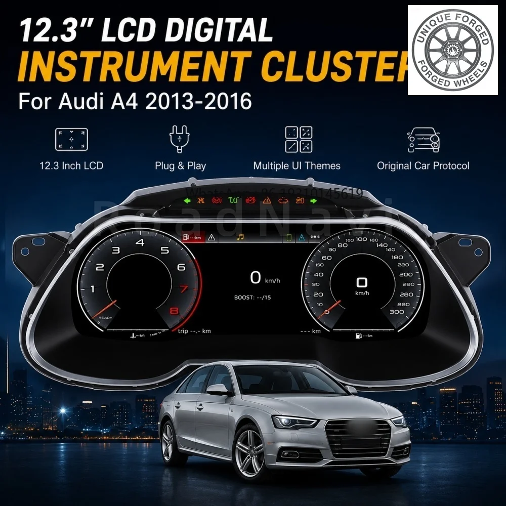 

26style BC RoadNavi Upgrade Dashboard Instrument for Audi A4 2013-2016 LCD Digital Cluster Car Dashboard Panel Speedometer