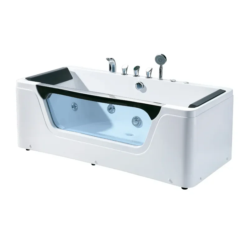 Smart Acrylic Double Jacuzzi Bathtub with Three-Sided Skirt Constant Temp for Home Hotel Small Apartment