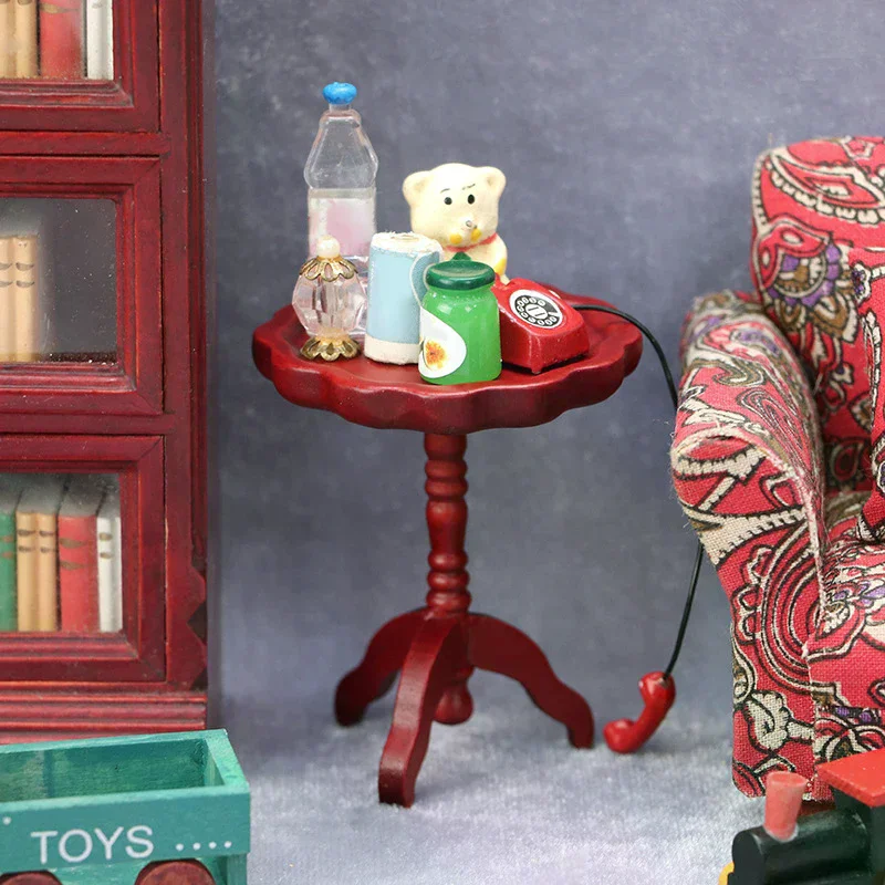 1:12 Dollhouse Miniature Round Table Coffee Table Side Table Furniture Home Model Decor Toy Doll House Accessories