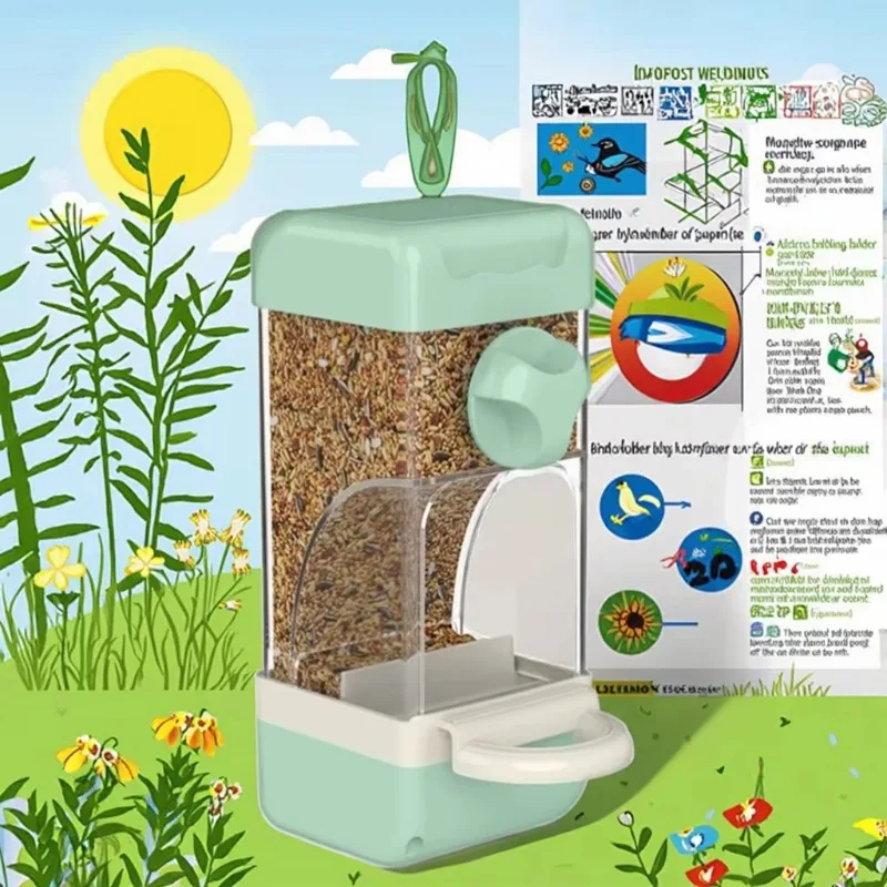 Automatic environmentally friendly plastic feeder anti-scattering and splash-proof wind peony tiger skin special bird supplies