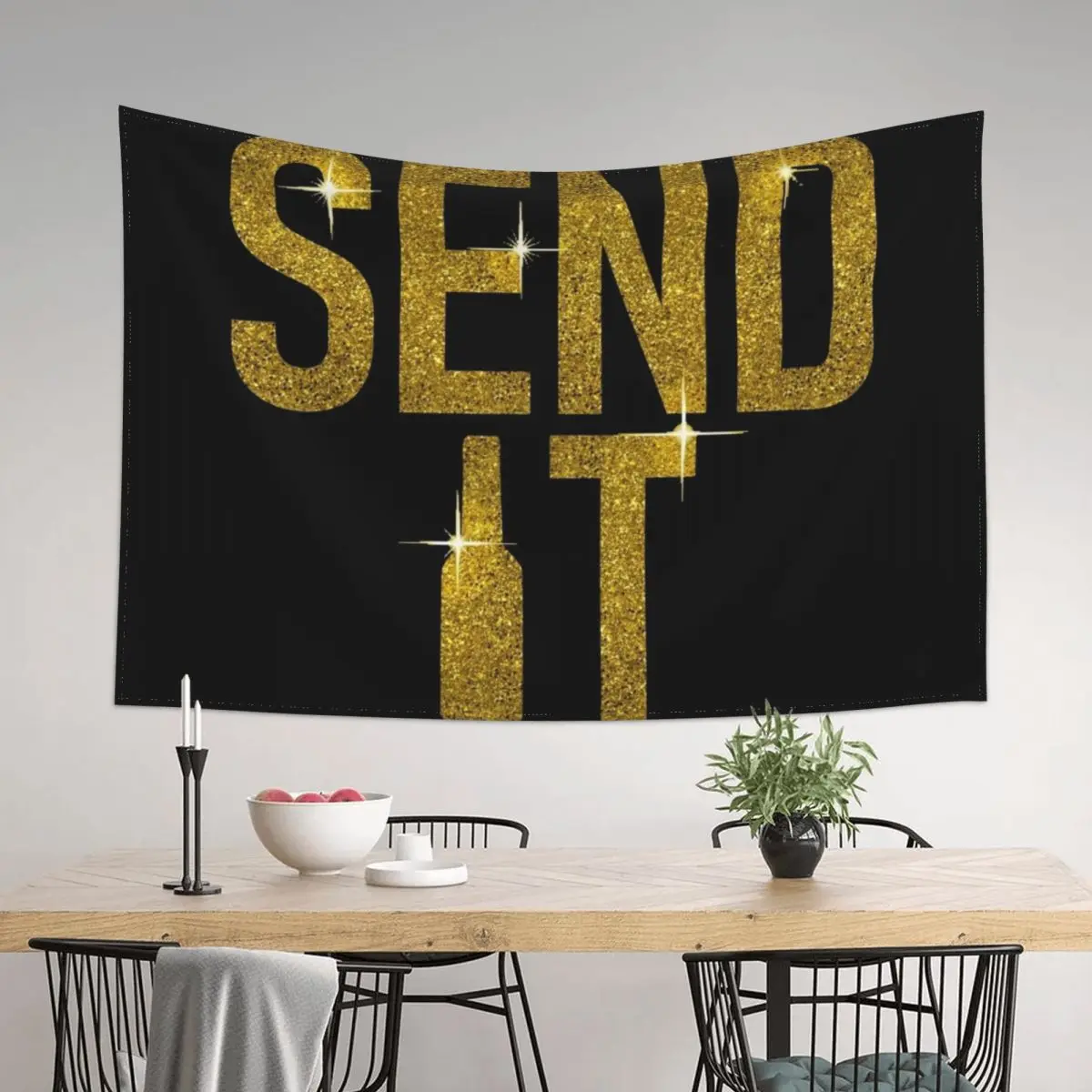 

Send It - Gold Tapestry Anime Decor Custom Room Decor Korean Style House Decor Tapestry